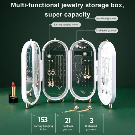 4-Tier Foldable Jewellery Display Storage Box Holder With Mirror - Image 7