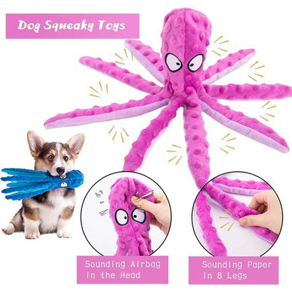Octopus Plush Dog Chew Toy No Stuffing Puppy Teething Interactive - Image 17