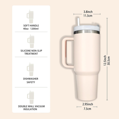 1.2L Tumbler with Handle Straw Lid, Stainless Steel Travel Mug - Image 59