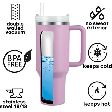 1.2L Tumbler with Handle Straw Lid, Stainless Steel Travel Mug - Image 51