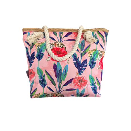 Printed Cotton Road Beach Bag - Image 3