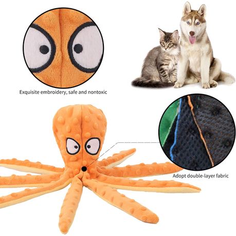 Octopus Plush Dog Chew Toy No Stuffing Puppy Teething Interactive - Image 5