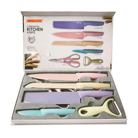 Pastel 6 Piece Corrugated Kitchen Knife Set - Image 3