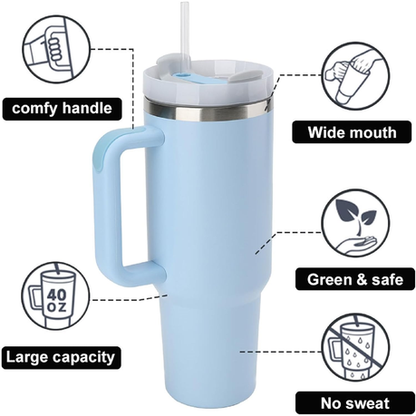 1.2L Tumbler with Handle Straw Lid, Stainless Steel Travel Mug - Image 8