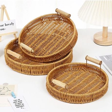 3 Piece Baskets for Coffee Table and Decorative Serving of Vegetables and Snacks - Image 4