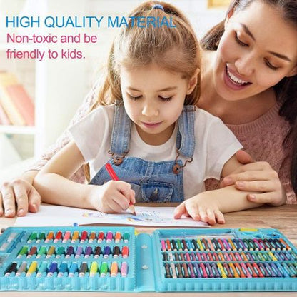 150 Piece Kids Art Set Crayon Oil Pastel Painting Drawing Case Kit - Blue - Image 5