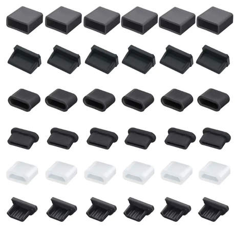 HASHBROWN'S 36PCS Silicone USB Dust Cover Plugs - Assorted Shapes