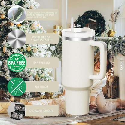 1.2L Tumbler with Handle Straw Lid, Stainless Steel Travel Mug - Image 27