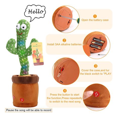 Dancing Cactus Baby Mimicking Recording Music Light Up Baby Interactive Toy - Image 3