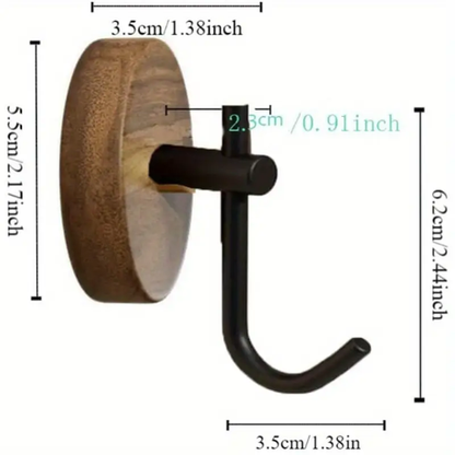 HASHBROWN - 4 Pieces Wooden Coat Hooks - No Drill Required - Image 4