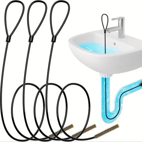 HB 3pcs Stainless Steel Drain Clog Remover - Image 3