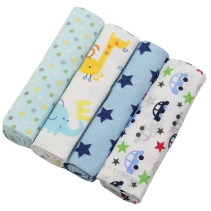 4 Piece Baby Receiving Cotton Muslin Swaddle Blanket - Blue