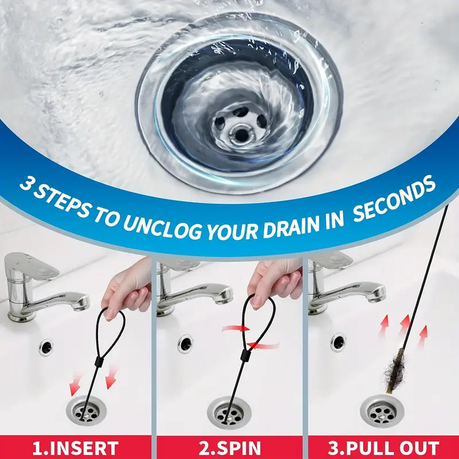 HB 3pcs Stainless Steel Drain Clog Remover - Image 4