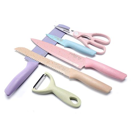 Pastel 6 Piece Corrugated Kitchen Knife Set - Image 2
