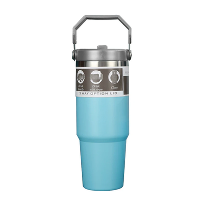 620ml Thermal Insulated Travel Mug with Carry Handle and Straw - Image 5