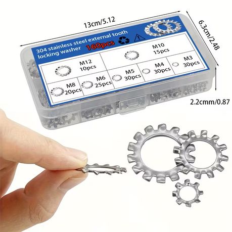 HB 160pcs Stainless Steel External Toothed Locking Washers - Image 4
