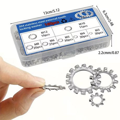 HB 160pcs Stainless Steel External Toothed Locking Washers - Image 4