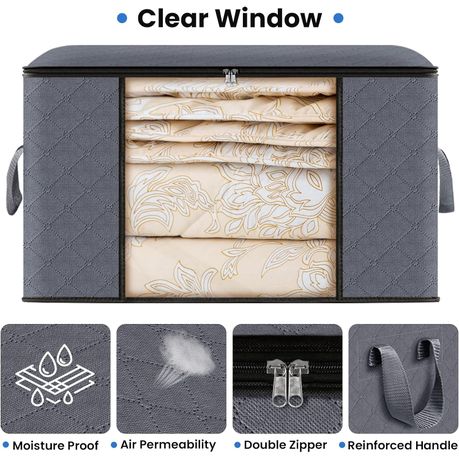 6 Pack Storage Bags for Clothes Blankets Bedding Sets 90L Large Capacity - Image 3
