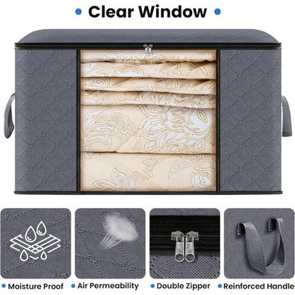 6 Pack Storage Bags for Clothes Blankets Bedding Sets 90L Large Capacity - Image 3