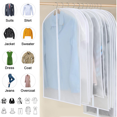10 Garment Bags Clear Hanging Clothes Covers Coat Suit Dress Dust-proof Bag - Image 5