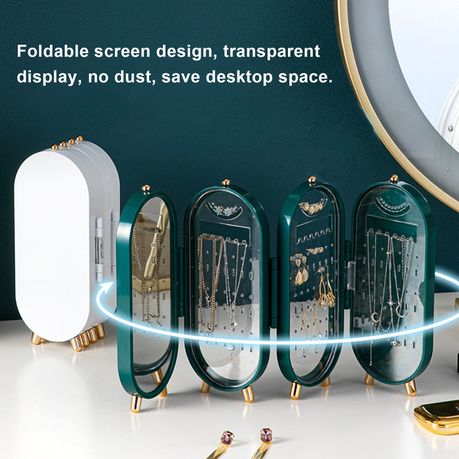 4-Tier Foldable Jewellery Display Storage Box Holder With Mirror - Image 3