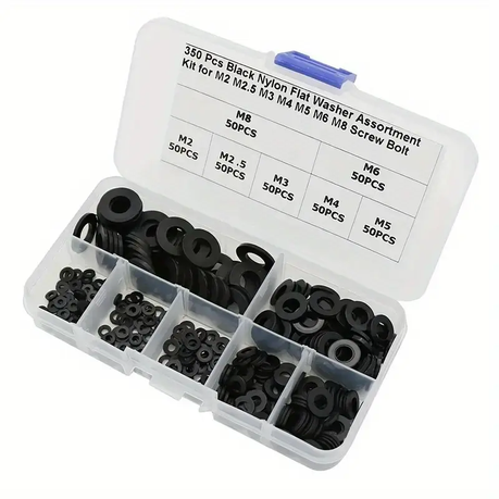 HB 350 pcs Black Nylon Washer Kit