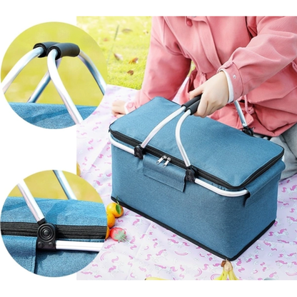 Foldable Foil Insulated Picnic Basket Food Beverage Carrier Bag Cooler Bag - Image 7
