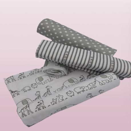 Baby Receiver Blanket - 4 Pack - Cotton Flannel - White and Grey - Image 4