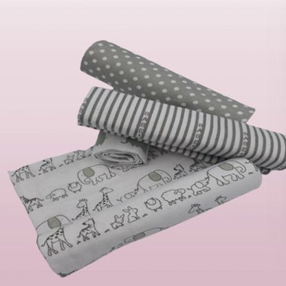 Baby Receiver Blanket - 4 Pack - Cotton Flannel - White and Grey - Image 4