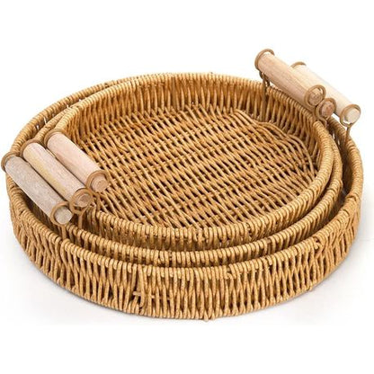 3 Piece Baskets for Coffee Table and Decorative Serving of Vegetables and Snacks