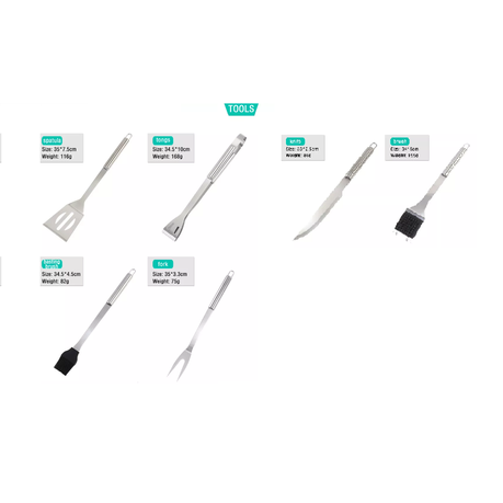 6 Piece Stainless Steel Accessories Barbecue Tool Set with Storage Bag - Image 3