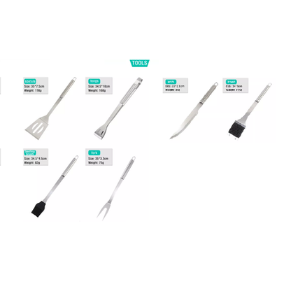 6 Piece Stainless Steel Accessories Barbecue Tool Set with Storage Bag - Image 3