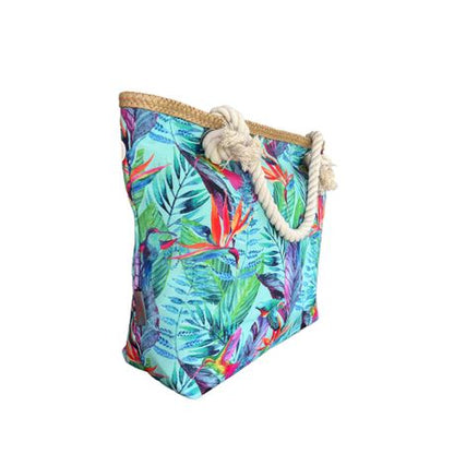 Printed Cotton Road Beach Bag - Image 2