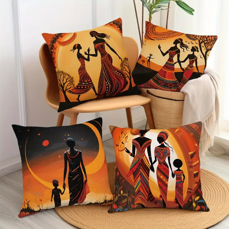 African Woman Throw Pillow Cover - 4-Piece - Image 3