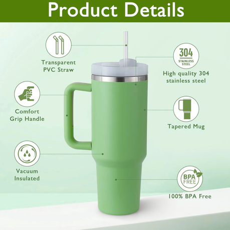 1.2L Tumbler with Handle Straw Lid, Stainless Steel Travel Mug - Image 14