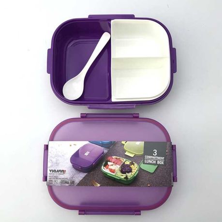 BPA free 3 compartment 900ml Plastic lunch box with 350ml Water Bottle Set - Image 6
