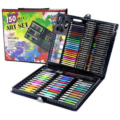 150 Piece Kids Art Set Crayon Oil Pastel Painting Drawing Case Kit - Blue