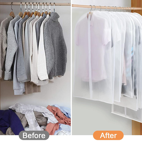 10 Garment Bags Clear Hanging Clothes Covers Coat Suit Dress Dust-proof Bag - Image 4