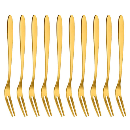 HASHBROWN'S 8PCS Set of Golden Stainless Steel Fruit Forks