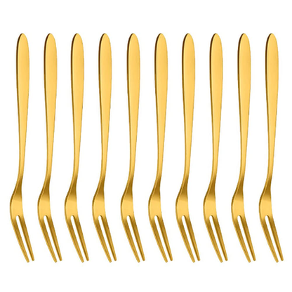 HASHBROWN'S 8PCS Set of Golden Stainless Steel Fruit Forks