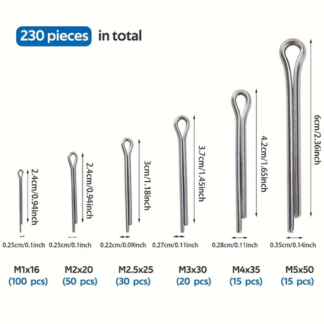 HB 230 Piece Cotter Pin Assortment Kit - Image 3