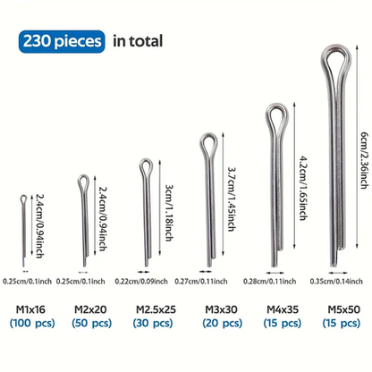 HB 230 Piece Cotter Pin Assortment Kit - Image 3