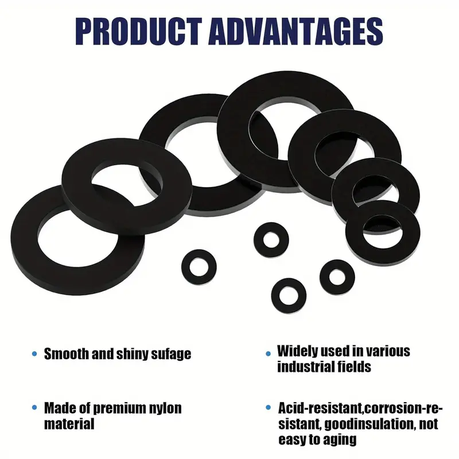 HB 350 pcs Black Nylon Washer Kit - Image 5
