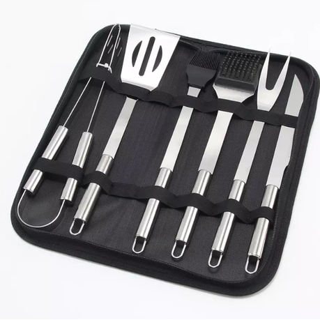 6 Piece Stainless Steel Accessories Barbecue Tool Set with Storage Bag - Image 4