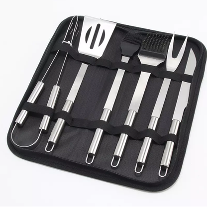 6 Piece Stainless Steel Accessories Barbecue Tool Set with Storage Bag - Image 4
