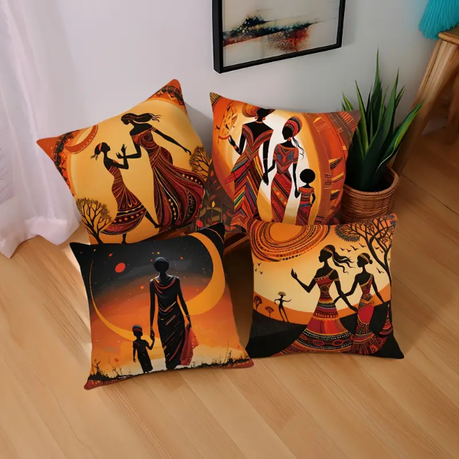 African Woman Throw Pillow Cover - 4-Piece - Image 2
