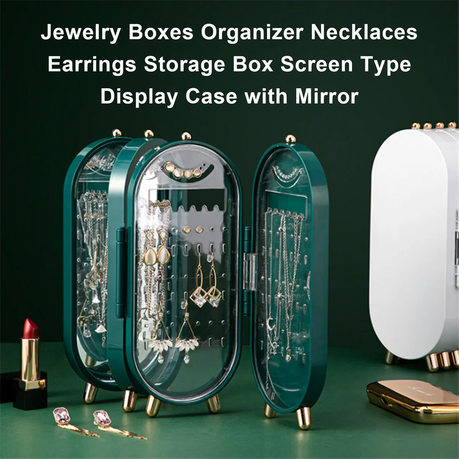 4-Tier Foldable Jewellery Display Storage Box Holder With Mirror - Image 4