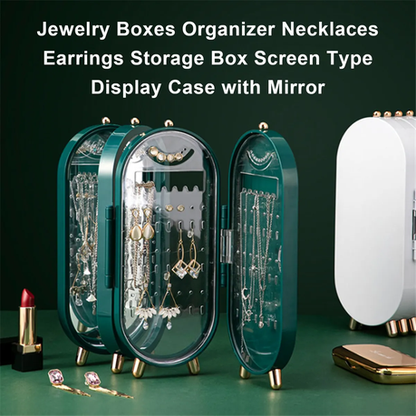 4-Tier Foldable Jewellery Display Storage Box Holder With Mirror - Image 4