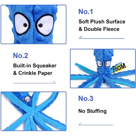 Octopus Plush Dog Chew Toy No Stuffing Puppy Teething Interactive - Image 15