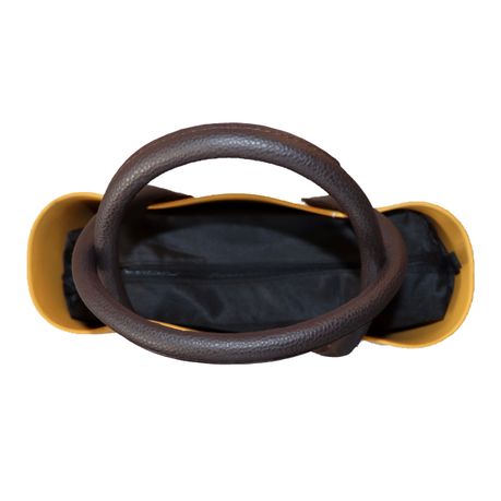 Medium Fairybag with Black Inner & PU Leather Handle - Mustard - Image 2